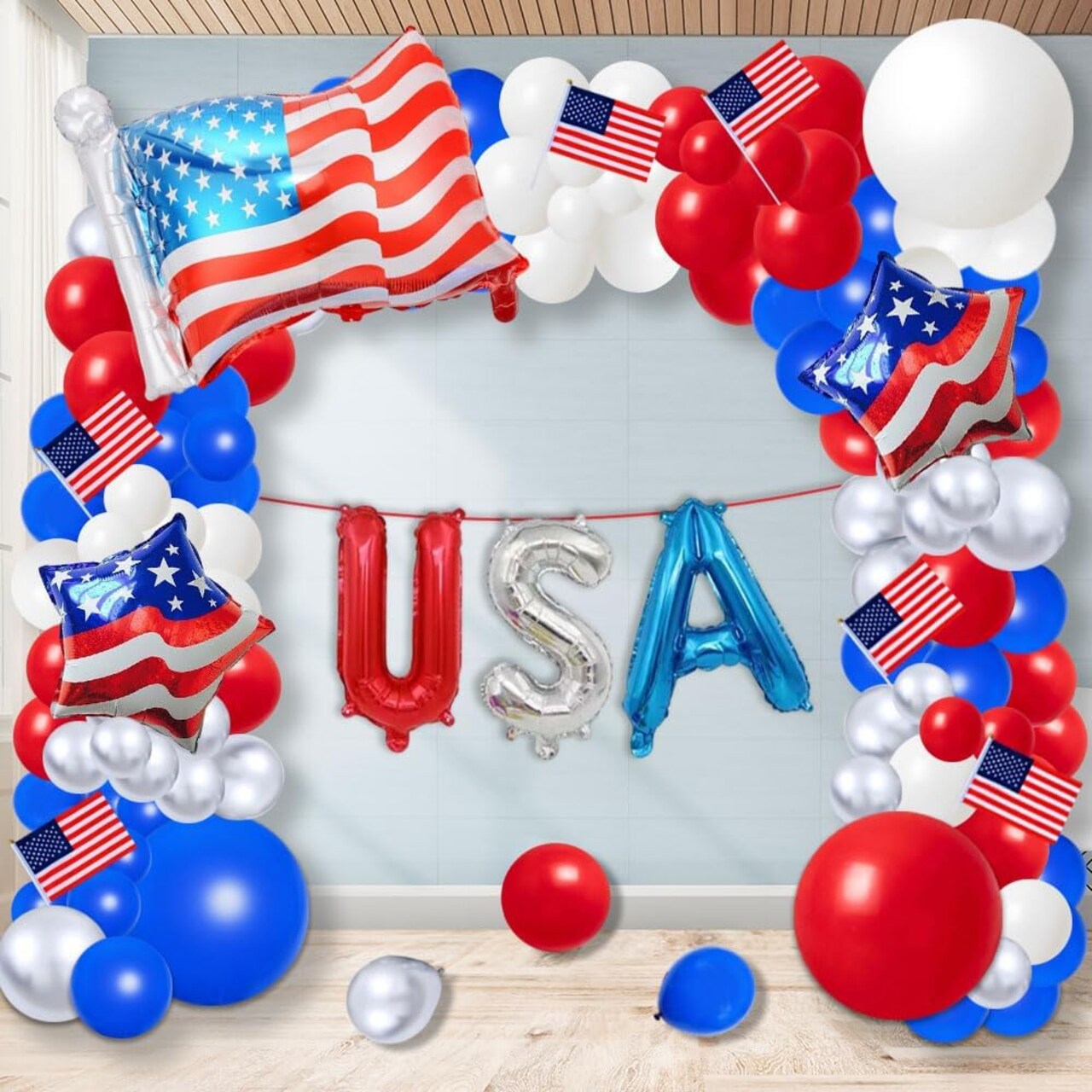 4th of July Balloon Garland Arch Kit Veterans Day Decorations Red White and Blue Balloon